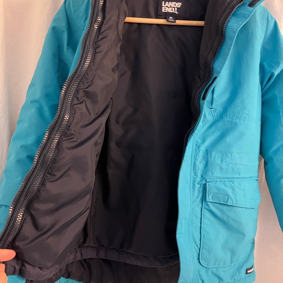 Teal and blue Lands End kids 3-in- 1 winter parka, size 10-12, medium - Picture 9 of 12